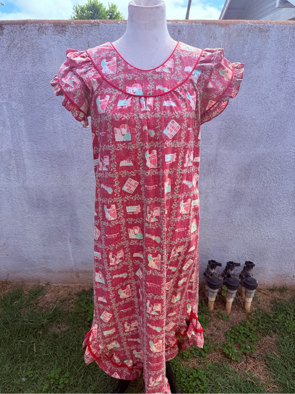 Reyn Spooner Vintage Muumuu Exclusively Made GTE Hawaiian Tel  Women's S Red